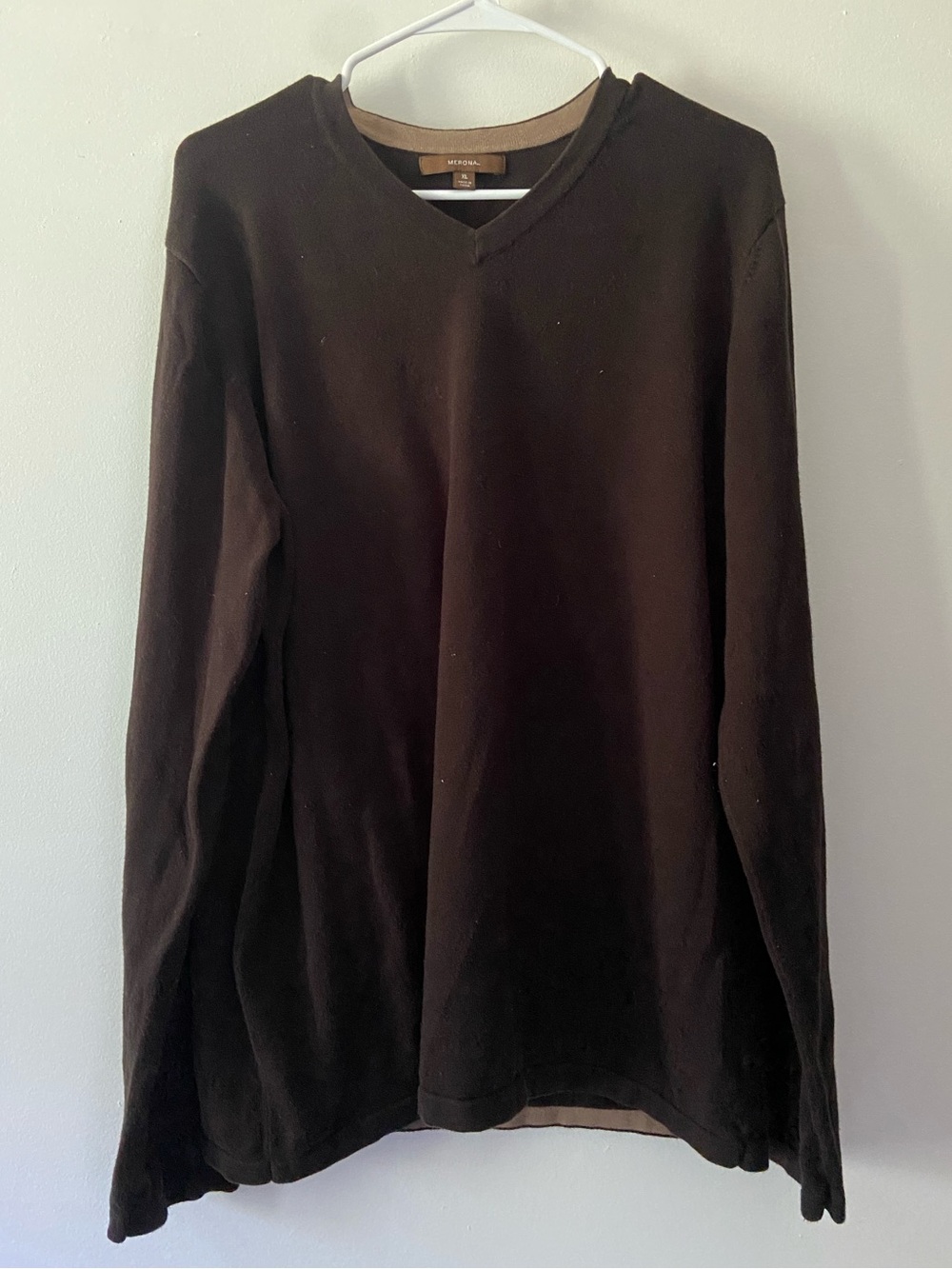 Merona Sweater Unisex Small Black Vneck Long Sleeve Pullover 100% Cotton - Picture 2 of 6